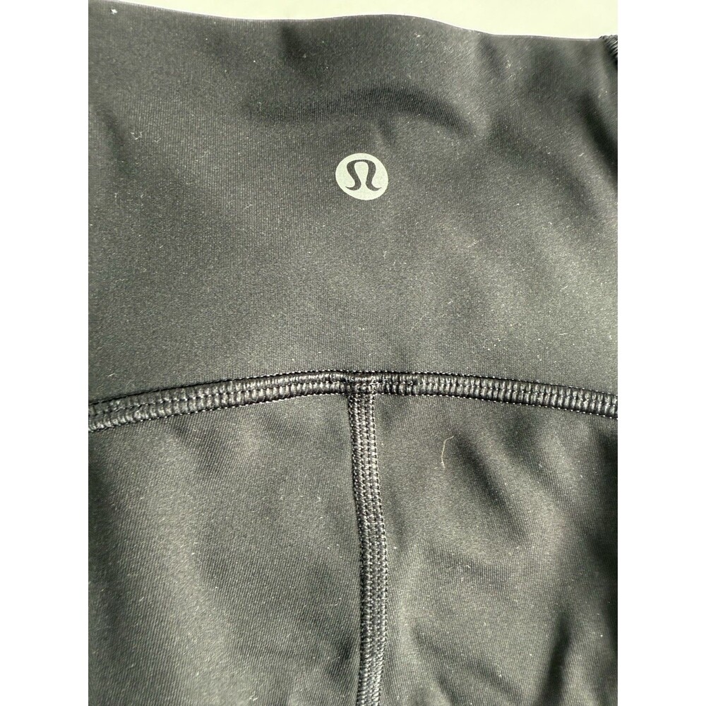 Lululemon Black High Rise Crop Leggings Size 2 Logo Back Athletic Yoga Pants
